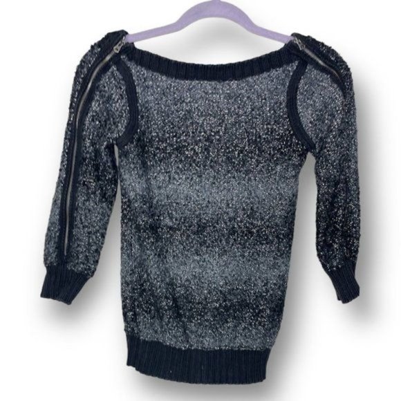 Armani Exchange XS Gray Black Ombré Zipper Sleeve Womens Metallic Sweater $88 - Picture 1 of 9